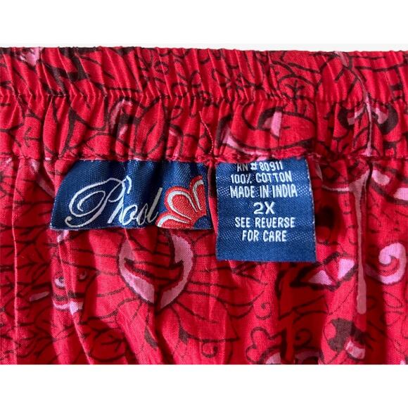 Phool Women’s Size 2XL Vintage 100% Cotton Red Indian Floral Print Maxi Skirt - Picture 5 of 5
